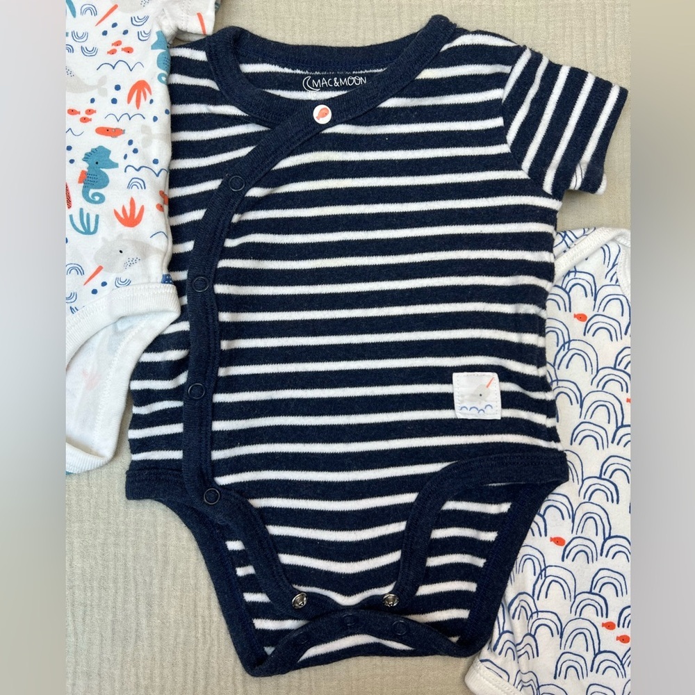 Bundle of 3 Mac & Moon short sleeve bodysuits 3-6 months - Picture 4 of 12